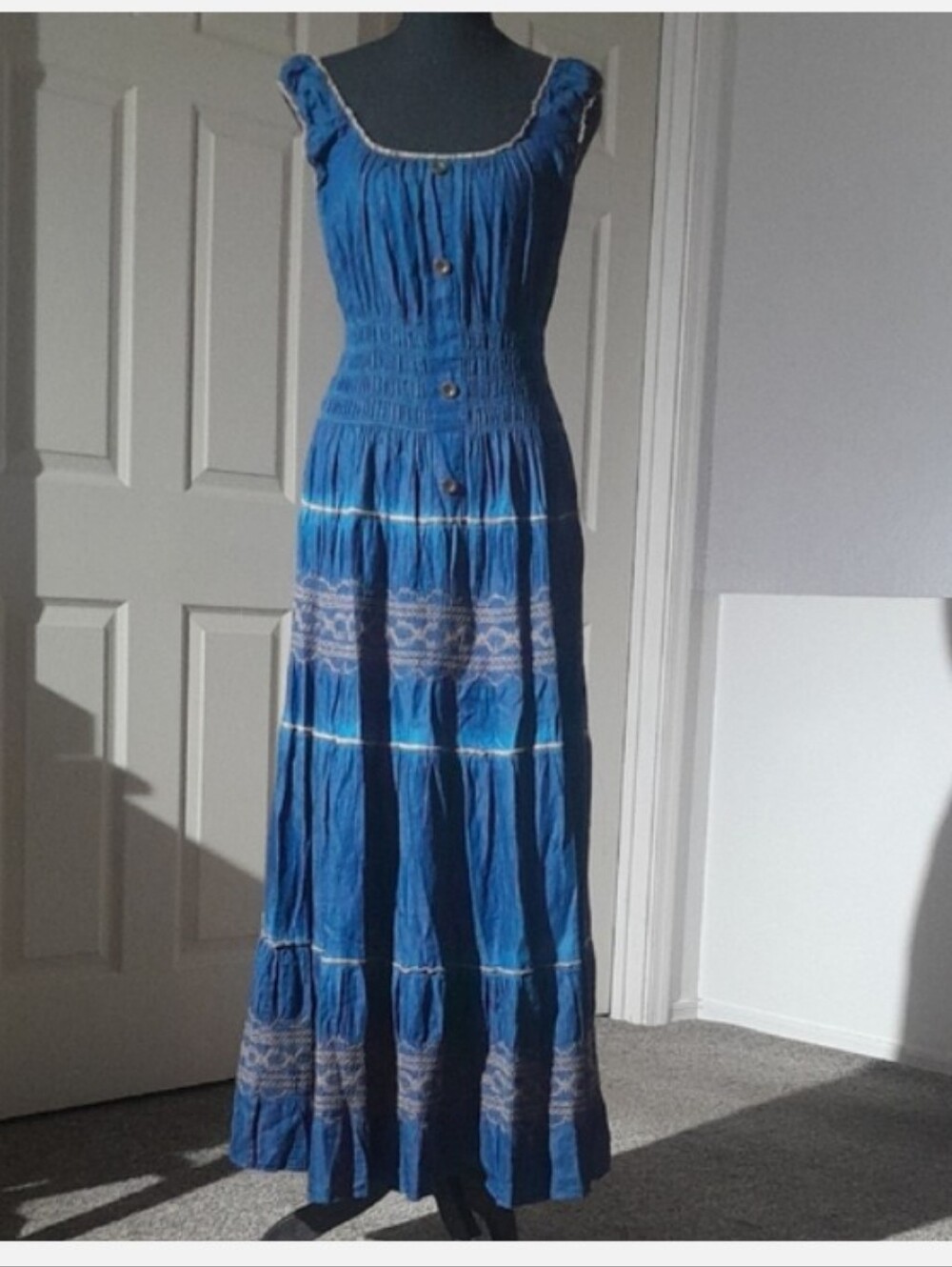 Lapis Chambray Corset Maxi Dress